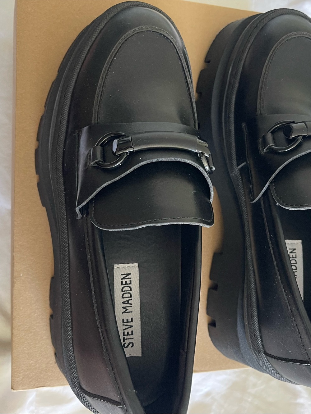 Steve Madden black Lug Sole Loafers